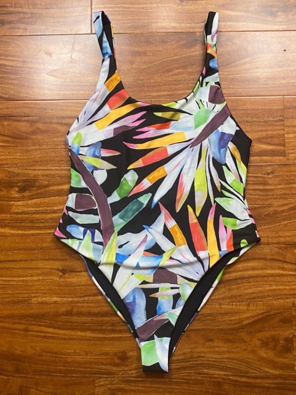 Mara Hoffman Womens Multicolor Leaf Print Scoop Jodi One Piece Swimsuit Size L